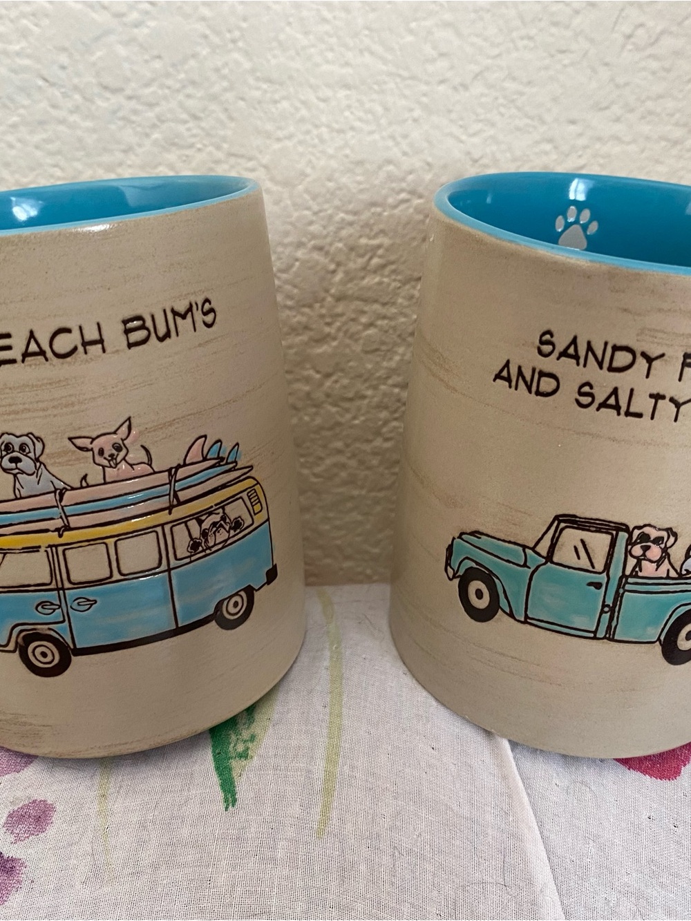 Spectrum Designs mugs beach bum’s and Sandy paws and salty kisses